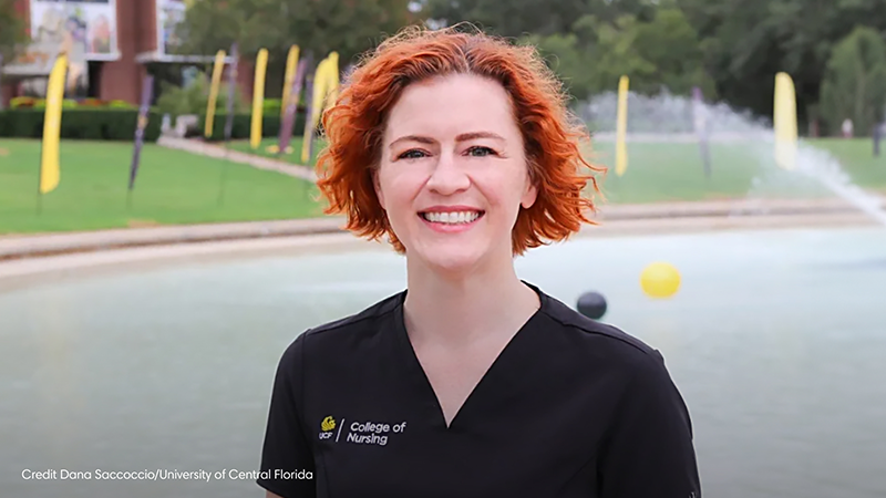 Nursing student smiles at camera